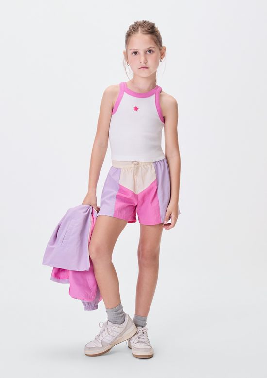 Foto do produto: Regata Cropped Infantil Menina Em Ribana - Off white