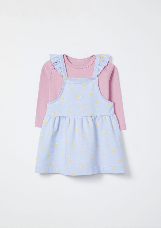 Foto do produto: Conjunto Bebê Menina Body E Salopete Em Moletom Estampado - Azul