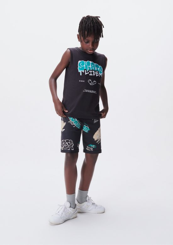 Foto do produto: Conjunto Curto Infantil Menino Com Estampa - Preto