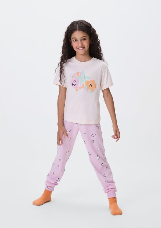Foto do produto: Pijama Infantil Menina Regular Com Estampa Brilha no Escuro - Rosa