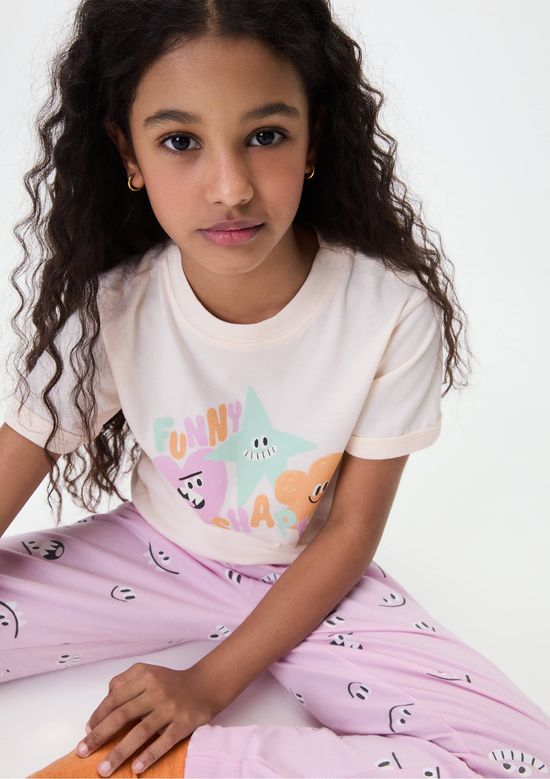 Foto do produto: Pijama Infantil Menina Regular Com Estampa Brilha no Escuro - Rosa