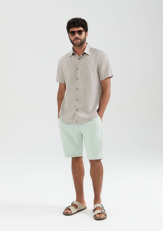 Foto do produto: Camisa Masculina Manga Curta Fio Tinto Em Linho - Cinza