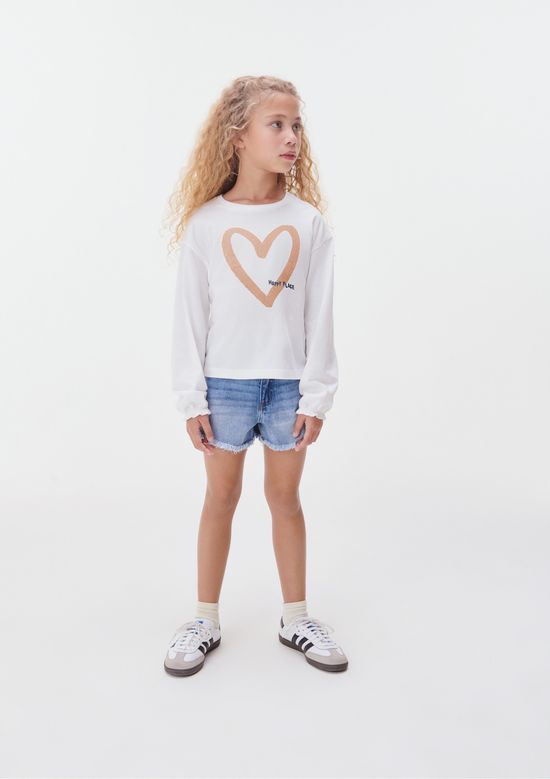 Foto do produto: Blusa Manga Longa Infantil Menina Com Glitter - Off white