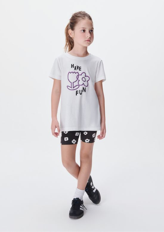 Foto do produto: Conjunto Infantil Menina Curto Com Estampa - Preto