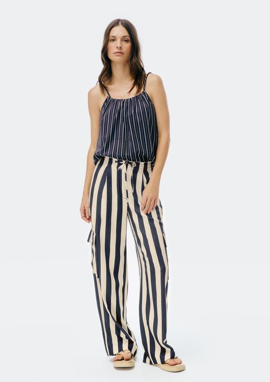 Foto do produto: Calça Feminina Cargo Fio Tinto Com Linho - Creme