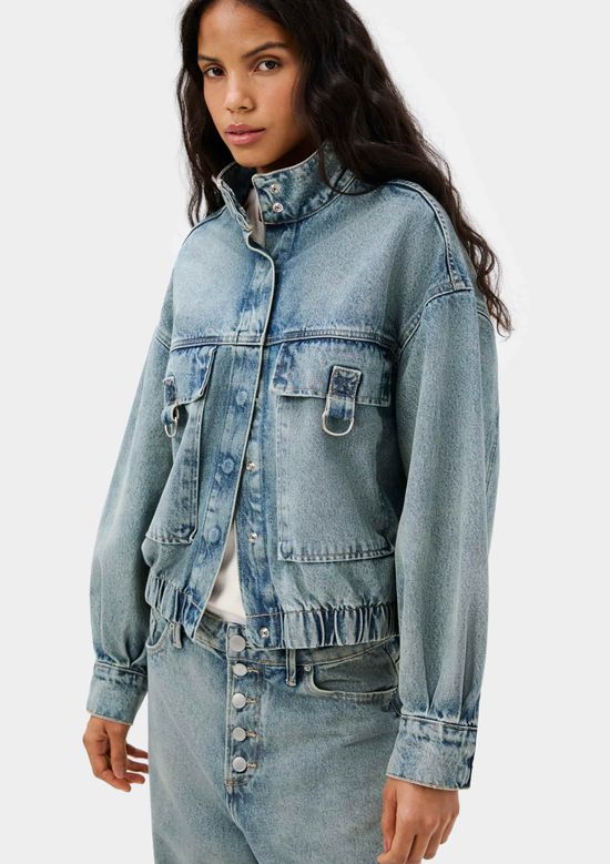 Foto do produto: Jaqueta Jeans Feminina Gola Alta - Azul