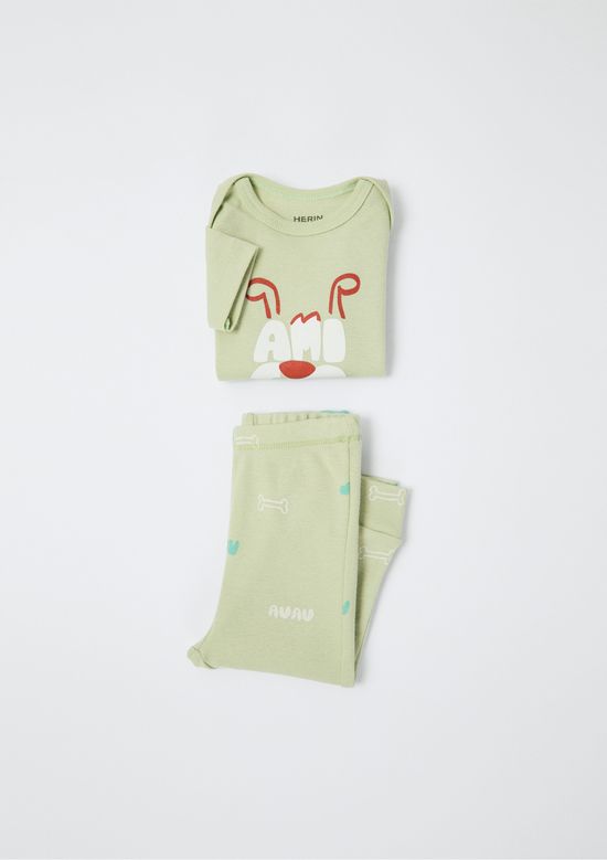 Foto do produto: Conjunto Bebê Menino Em Ribana Com Body e Calça - Verde