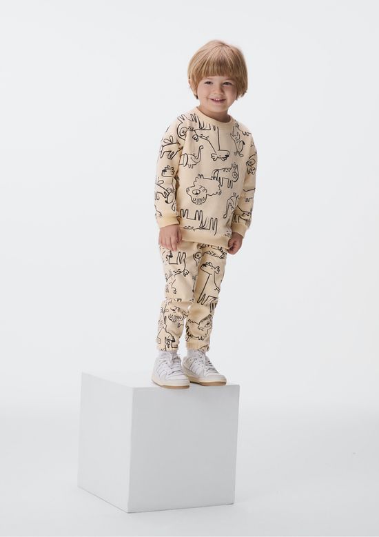 Foto do produto: Blusão Infantil Menino Toddler Em Moletom Estampado - Bege