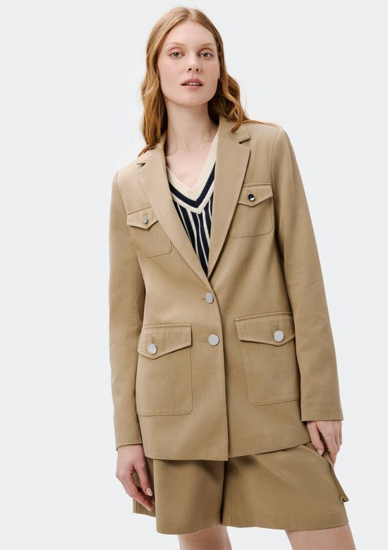 Foto do produto: Blazer Feminino Com Bolsos - Bege