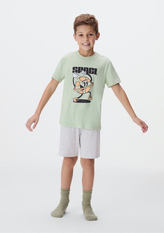 Foto do produto: Pijama Infantil Menino Curto Com Estampa - Verde