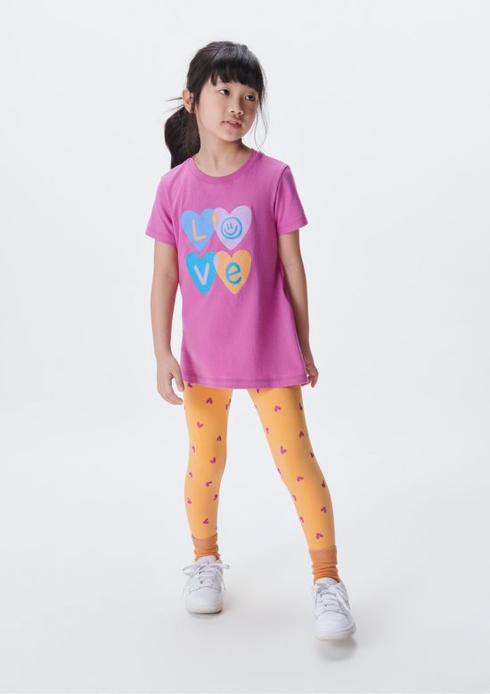 Foto do produto: Conjunto Infantil Menina Camisa Manga Curta Com Calça Estampada - Rosa