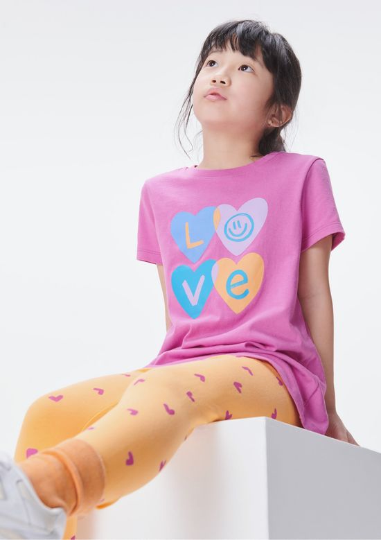 Foto do produto: Conjunto Infantil Menina Camisa Manga Curta Com Calça Estampada - Rosa
