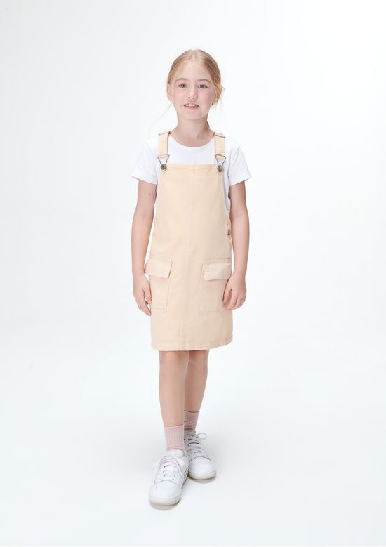 Foto do produto: Salopete Curta Infantil Menina Em Sarja - Bege