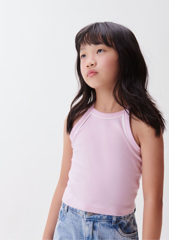 Foto do produto: Regata Cropped Infantil Menina - Rosa