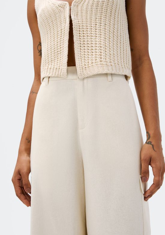 Foto do produto: Calça Feminina Wide Leg Com Linho - Creme