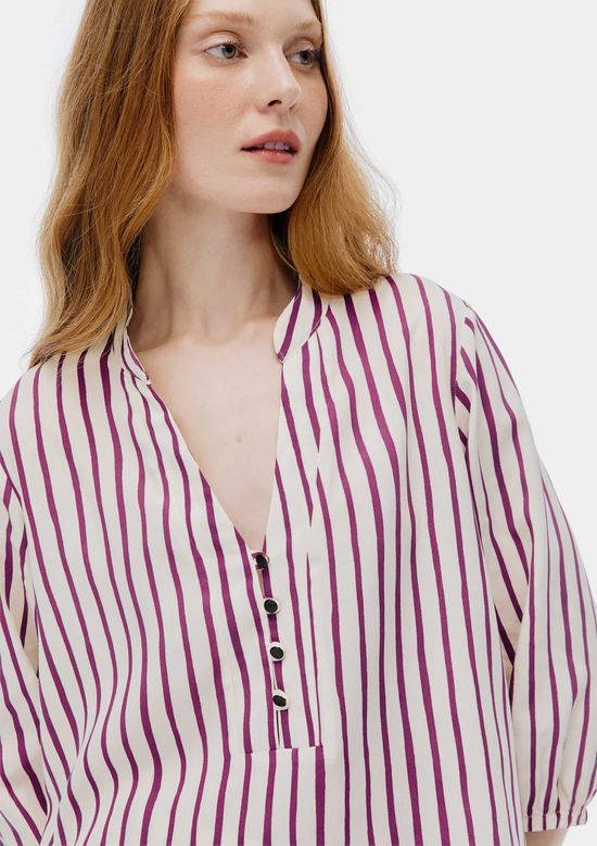 Foto do produto: Blusa Feminina Estampada Decote V Manga Bufante - Roxo