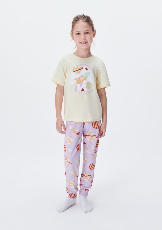 Foto do produto: Pijama Infantil Menina Regular Com Estampa Brilha no Escuro - Lilás