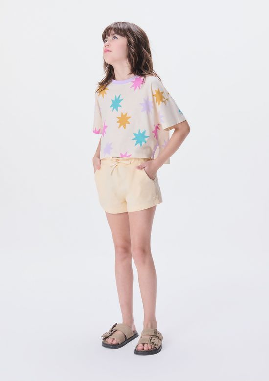 Foto do produto: Shorts Básico Infantil Menina Clochard Em Moletom - Amarelo