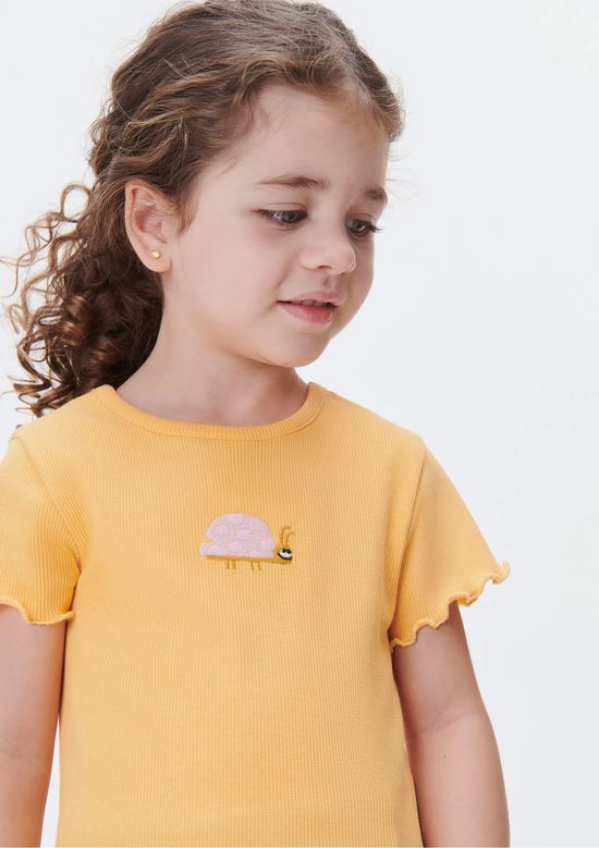 Foto do produto: Blusa Infantil Menina Toddler Com Bordado - Laranja
