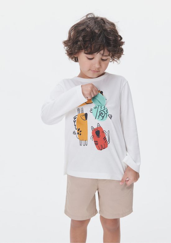 Foto do produto: Camiseta Infantil Menino Toddler Com Estampa Interativa - Off white