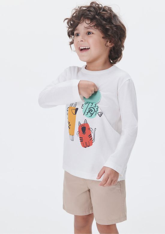 Foto do produto: Camiseta Infantil Menino Toddler Com Estampa Interativa - Off white