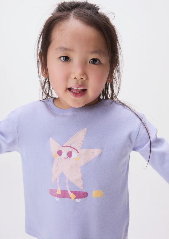 Foto do produto: Blusa Infantil Menina Toddler Com Estampa - Lilás