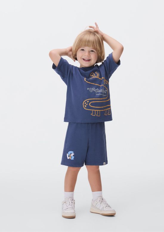 Foto do produto: Shorts Básico Infantil Menino Toddler Com Estampa - Azul