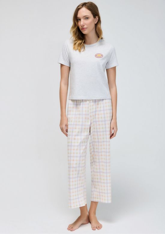 Foto do produto: Pijama Longo Feminino Estampado Pantacourt - Cinza