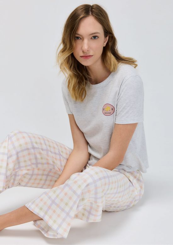 Foto do produto: Pijama Longo Feminino Estampado Pantacourt - Cinza