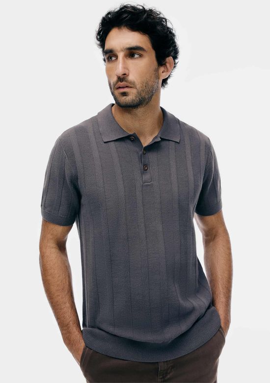 Foto do produto: Camisa Polo Masculina Em Tricô - Cinza