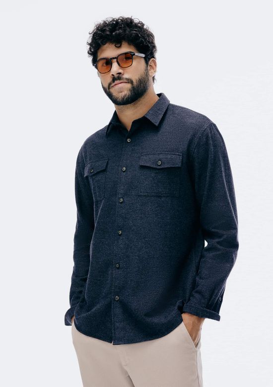 Foto do produto: Camisa Masculina Em Flanela Mescla - Cinza