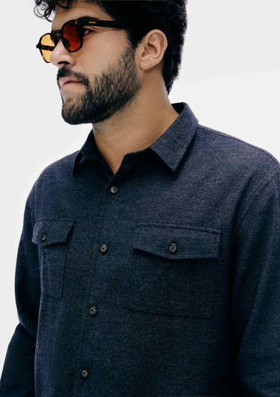 Foto do produto: Camisa Masculina Em Flanela Mescla - Cinza