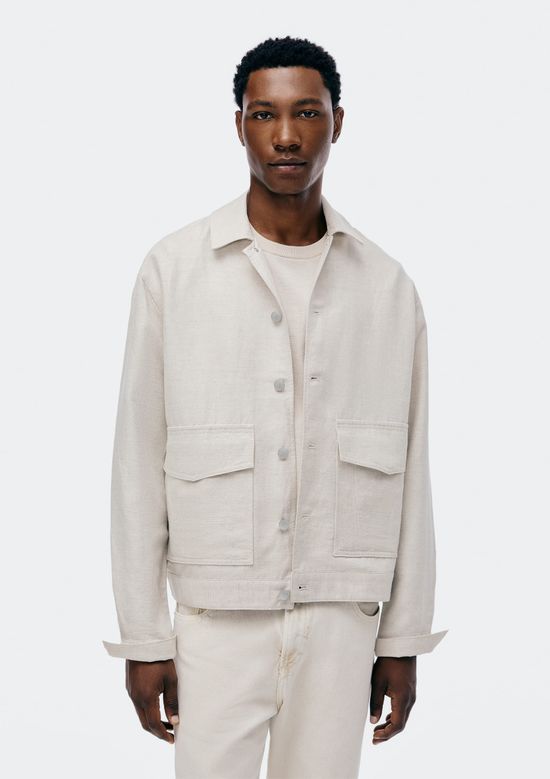 Foto do produto: Jaqueta Overshirt Masculina Com Linho - Bege