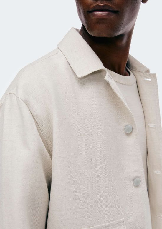Foto do produto: Jaqueta Overshirt Masculina Com Linho - Bege