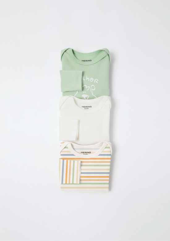Foto do produto: Kit Com 3 Bodies Bebê Menino Manga Longa Em Ribana - Multicolorido