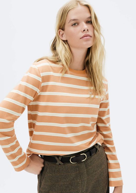 Foto do produto: Blusa Feminina Manga Longa Listrada - Laranja