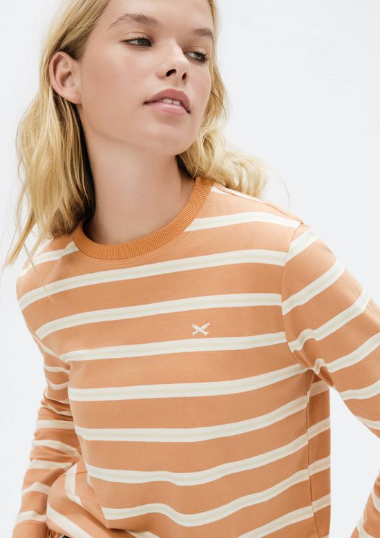 Foto do produto: Blusa Feminina Manga Longa Listrada - Laranja
