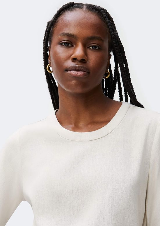 Foto do produto: Blusa Feminina Manga Média Com Linho - Off white