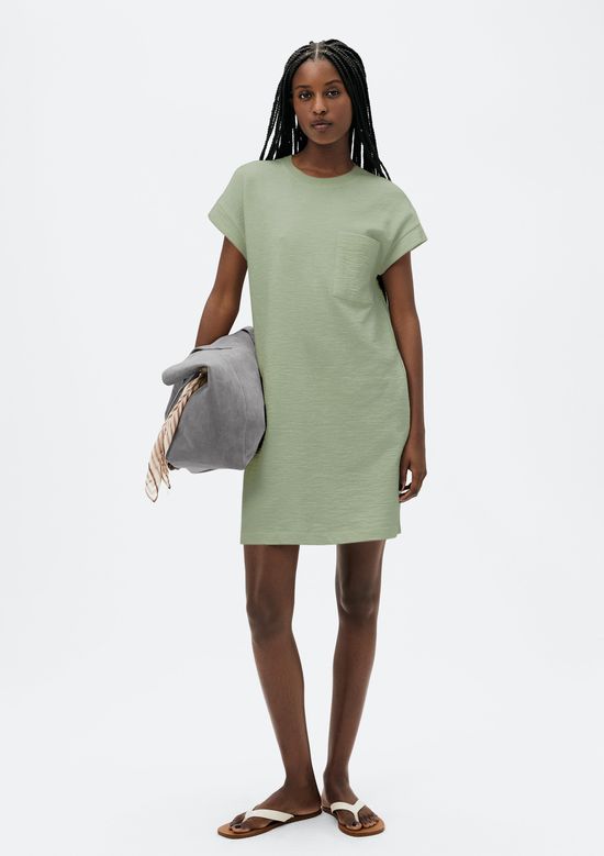 Foto do produto: Vestido Básico Curto Texturizado Com Bolso - Verde