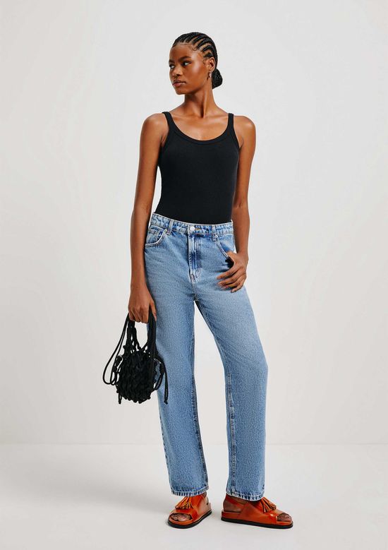 Foto do produto: Calça Jeans Feminina Reta Cintura Alta Básicos do Brasil - Azul