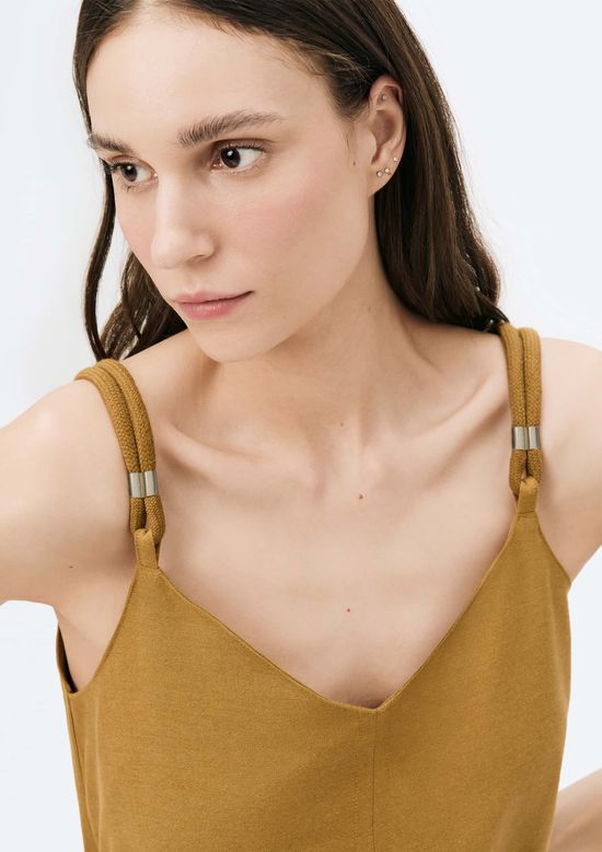Foto do produto: Vestido Midi Decote V Com Cinto - Caqui