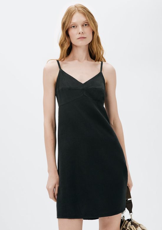 Foto do produto: Vestido Curto Alças Finas Em Liocel - Preto