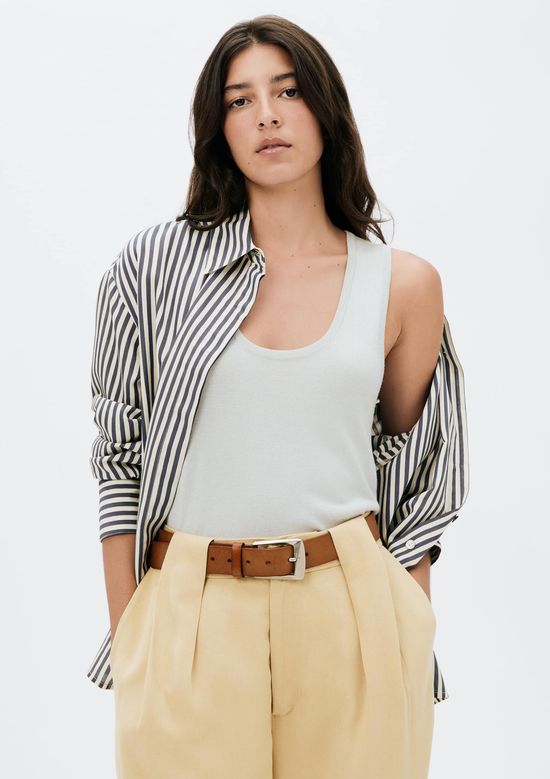 Foto do produto: Regata Feminina Slim Decote U Em Tricô De Viscose - Cinza