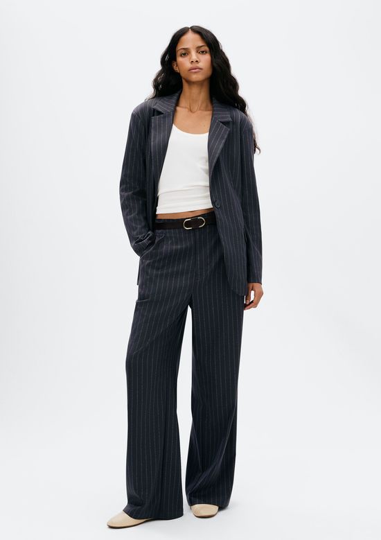 Foto do produto: Calça Feminina Reta em Alfaiataria Fio Tinto - Azul