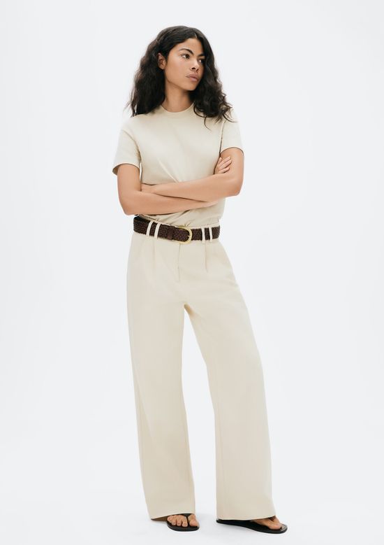 Foto do produto: Calça Feminina Cintura Alta Em Alfaiataria - Creme