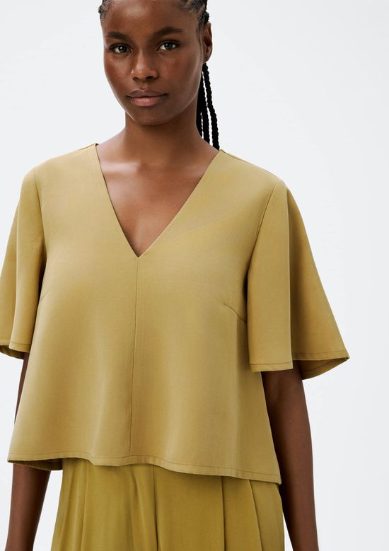 Foto do produto: Blusa Feminina Manga Sino Em Peach Touch - Caqui