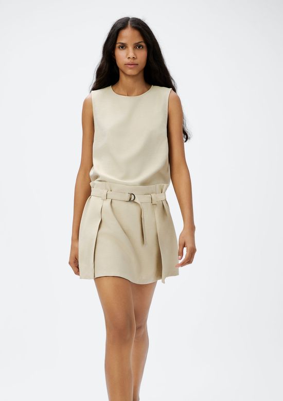 Foto do produto: Shorts Saia Cintura Alta Em Viscose - Bege