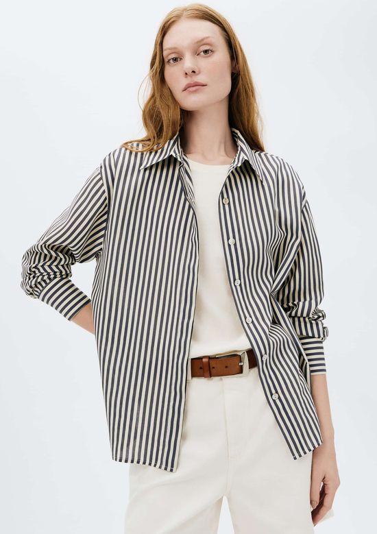 Foto do produto: Camisa Feminina Manga Longa Listrada - Azul