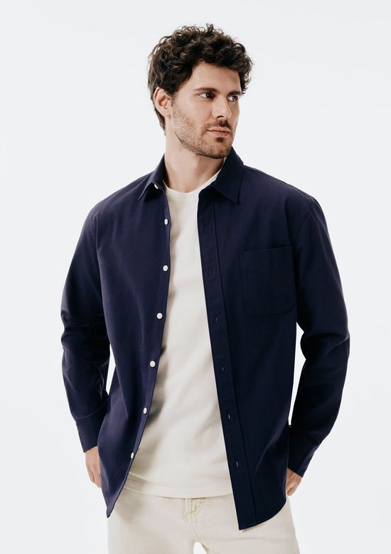 Foto do produto: Camisa Masculina Regular em Sarja - Azul