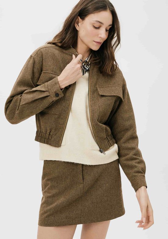 Foto do produto: Jaqueta Feminina Bomber Em Lã - Marrom